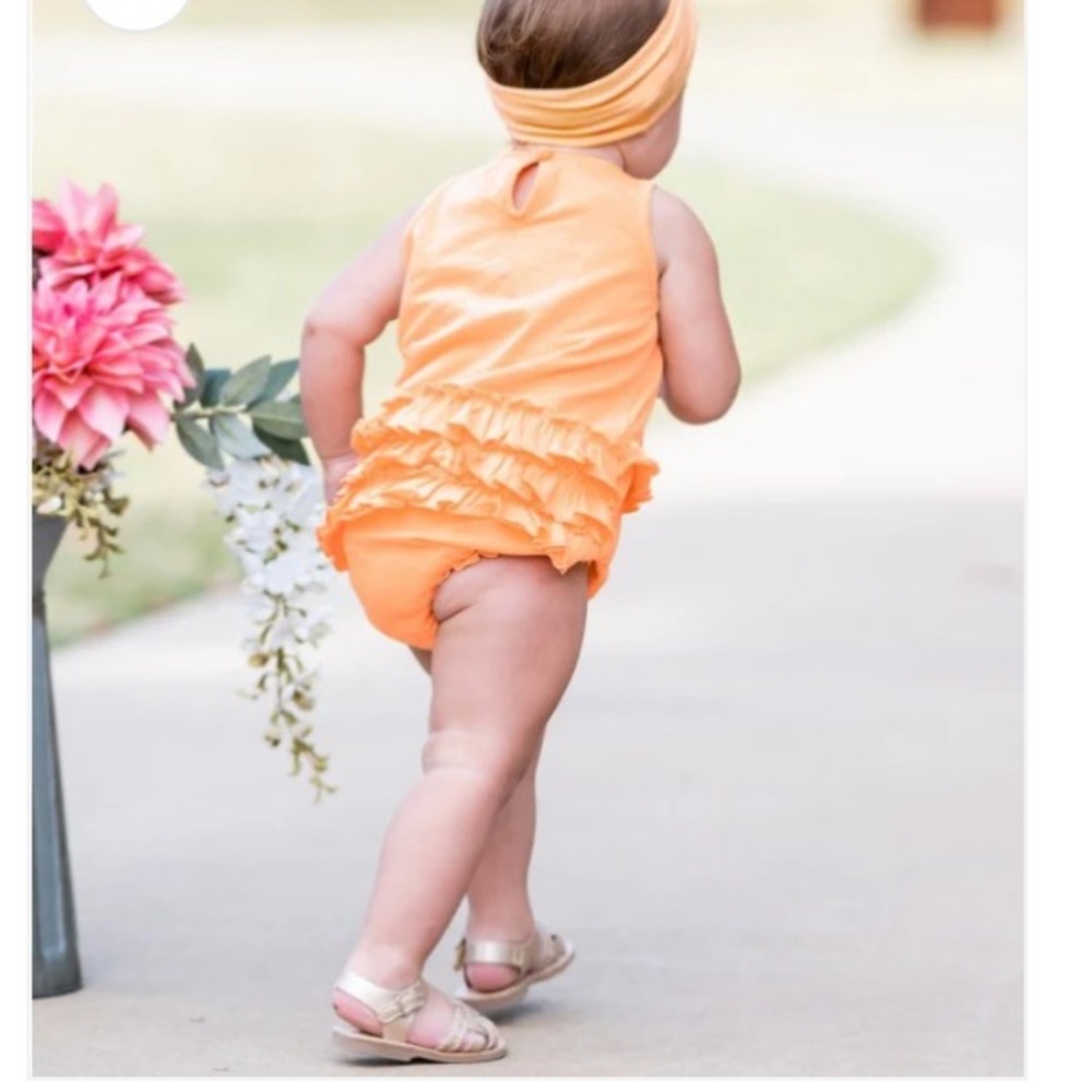 RuffleButts Melon Ruffle Baby Romper